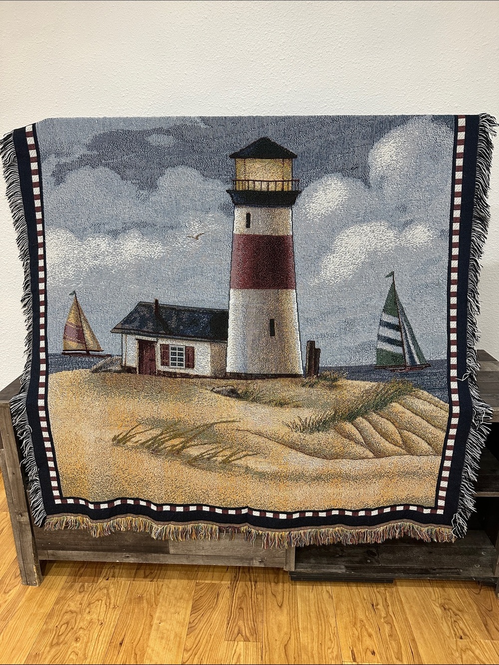 Nautical Lighthouse Throw Blanket - Coastal Decor